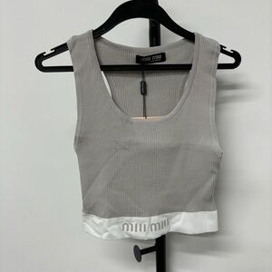 Miu Miu Gray and White Tank Top